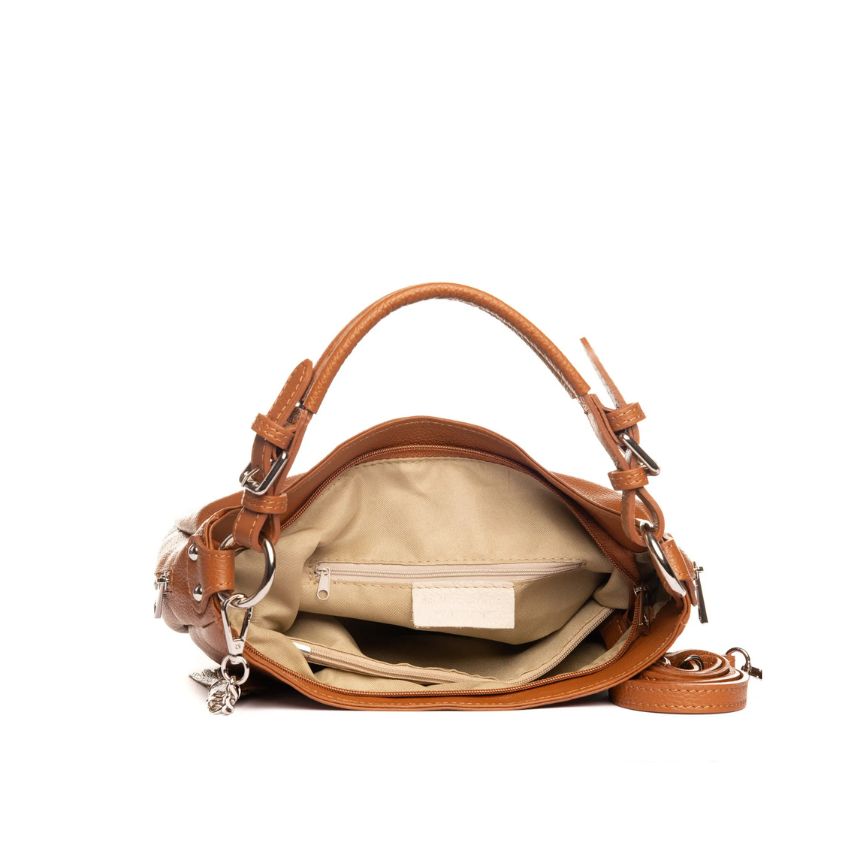 Mittelgroße Leder Shopper-Tasche mit praktischen Seitentaschen für Damen