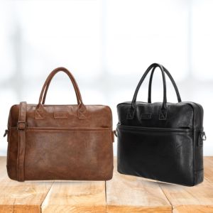 Business Tasche 15" Laptop-Bag schwarz oder braun weich Vorderansicht
