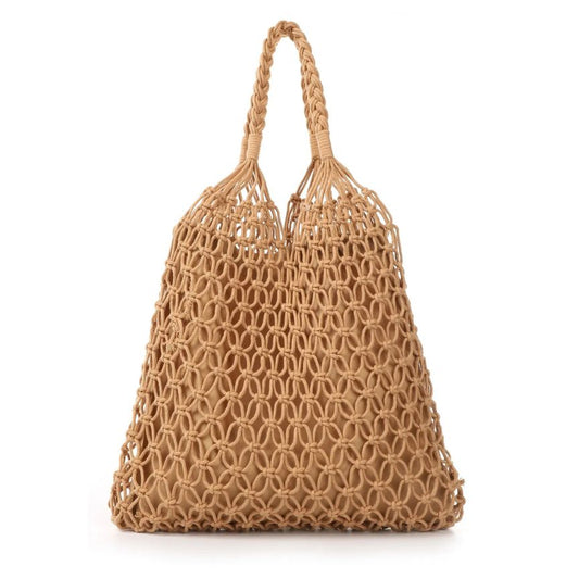 Lässige grobgewebte Strandtasche Schwimmbadtasche braun