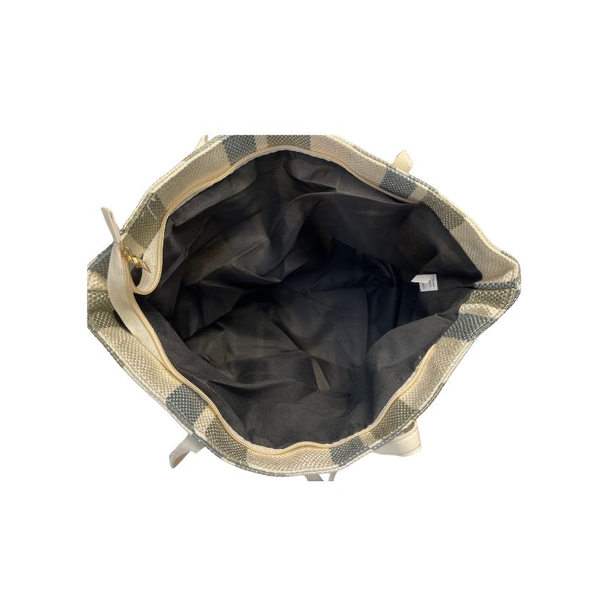 Gewebte Damen Einkaufstasche mittelgroß blau Innenansicht