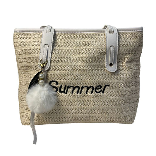 Gewebte  Einkaufstasche Sommertasche beige weich summer