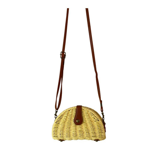 Damen Sommer Strohtasche klein gelb Vorderansicht