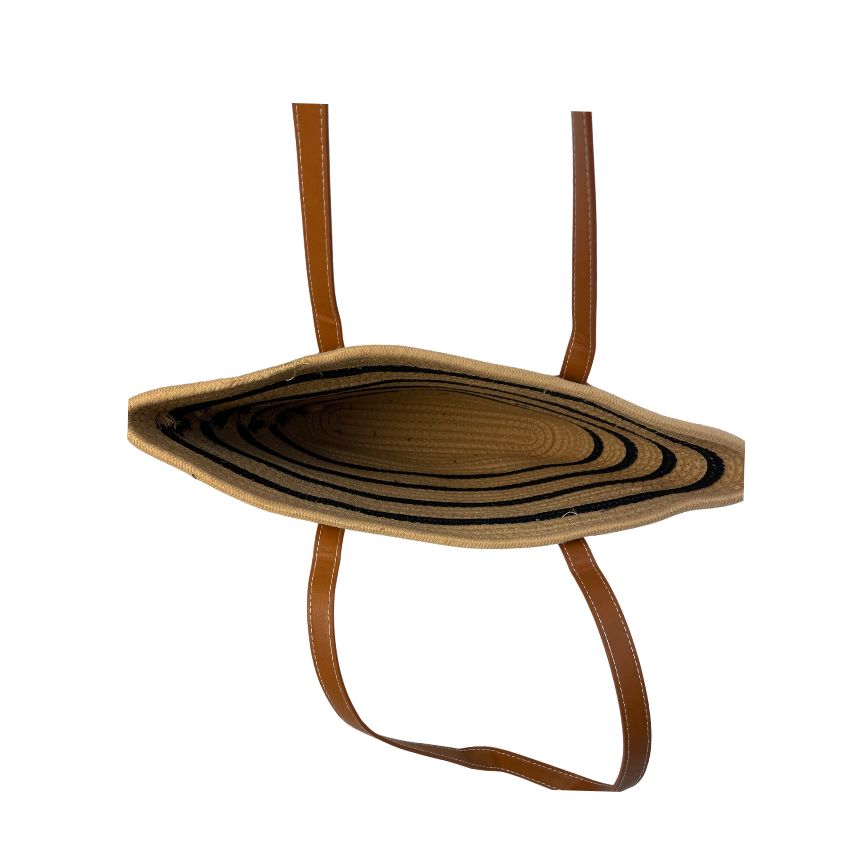 Damen Strohtasche Sommertasche mittelgroß braun Draufsicht