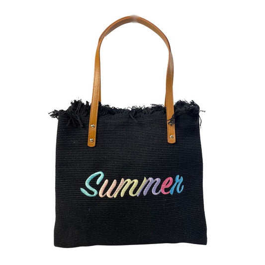 Schwarze Strandtasche sommerliche Shoppertasche groß summer