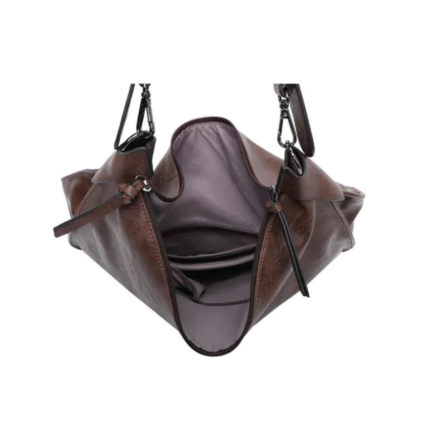 Innenansicht / Draufansicht der Elegante Damen Braun PU Lederhandtasche