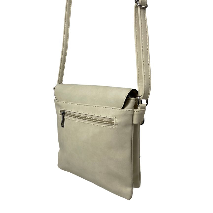 Damen Crossbodybag Alltags Umhängetasche klein beige Rückseite