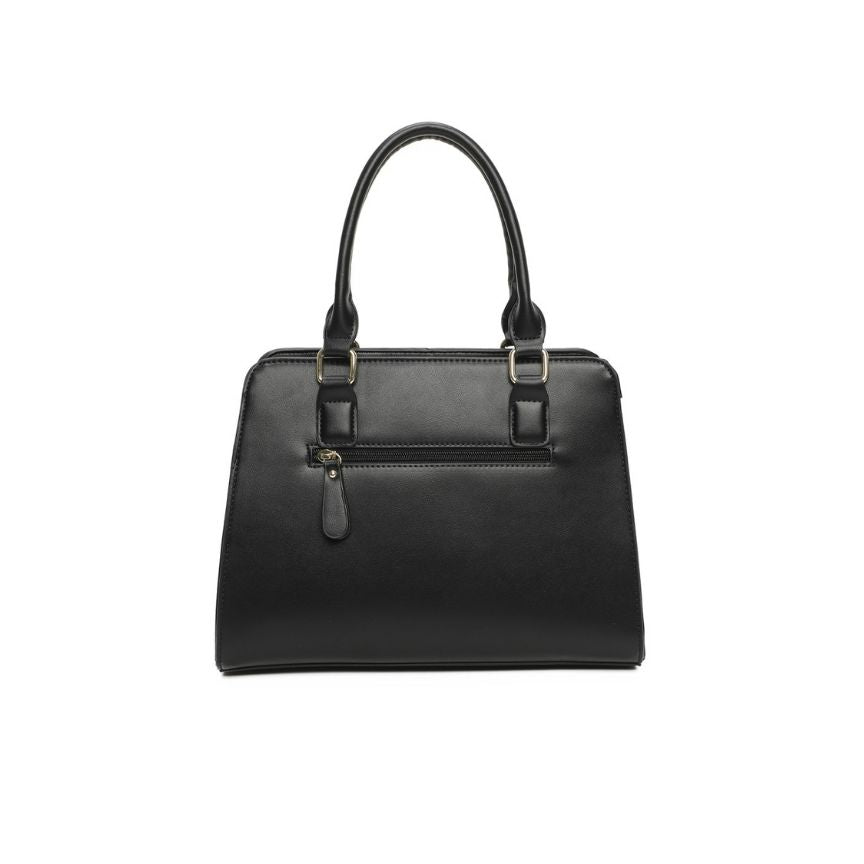 Henkeltasche Damen Schultertasche mittelgroß schwarz Rückseite