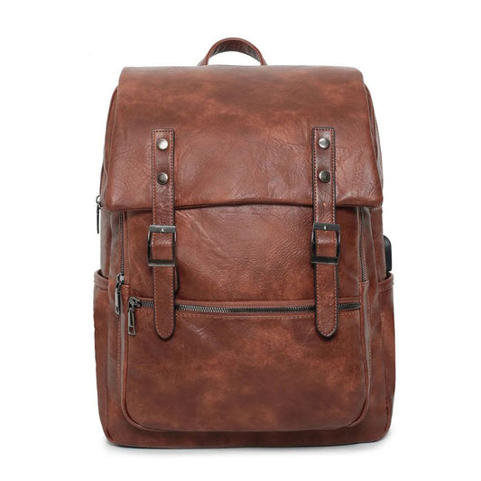 Business und Reise Rucksack Handgepäck mit Laptopfach, USB mit Front und Seitentaschen braun