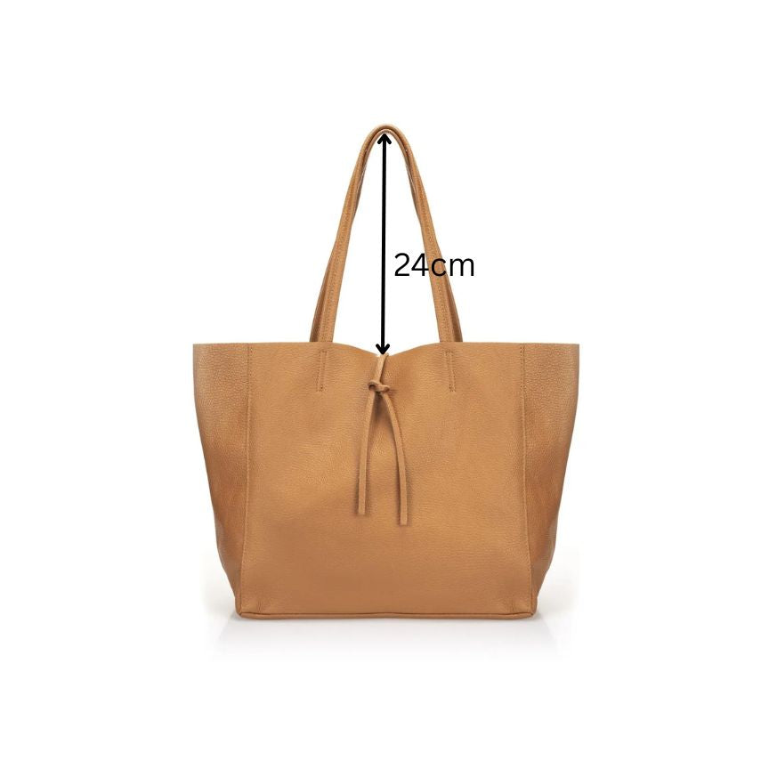 Italienische Leder Shopper-Tasche für Damen - praktisch, schlicht, robust