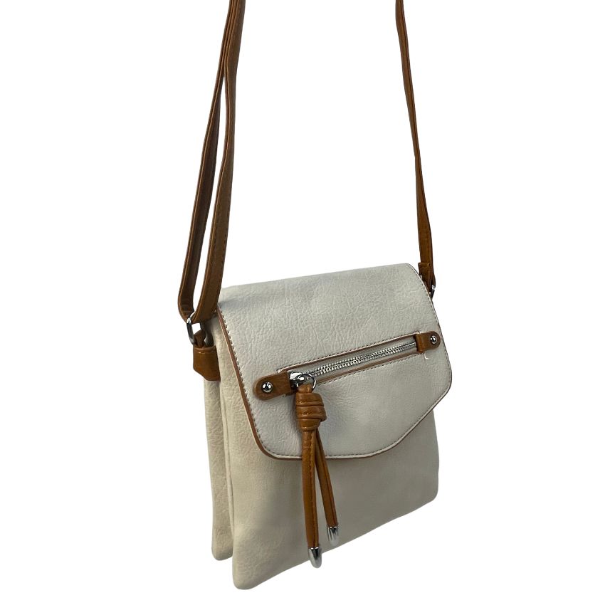 Damen Crossbodybag Alltags-Umhängetasche beige hängend