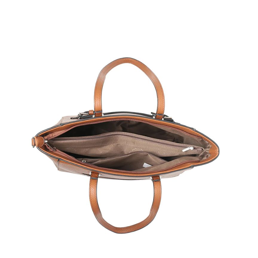 Handtasche Damen Tote Umhängetasche mittelgroß bronze Innenfächer