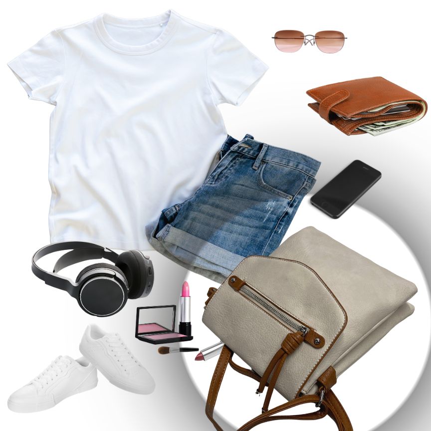 Damen Crossbodybag Alltags-Umhängetasche beige liegend