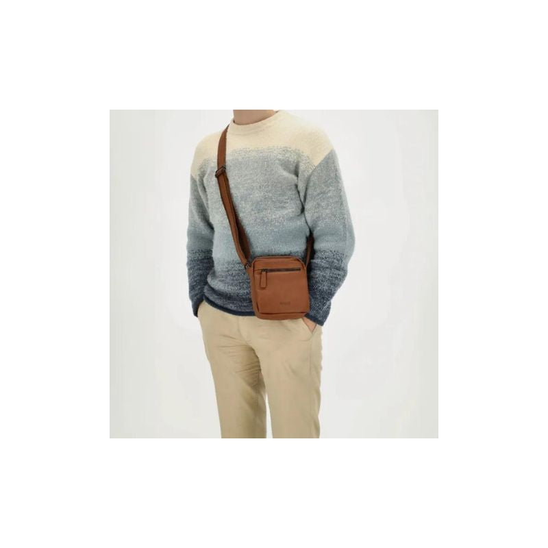 Schultertasche-Männer breiterSchultergurt bequem bronze Vorderansicht