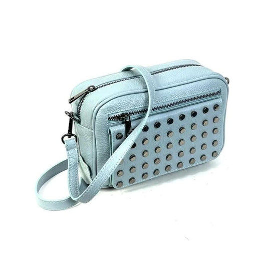 Damen Umhängetasche Alltags Crossbodybag modern blau Nietendesign