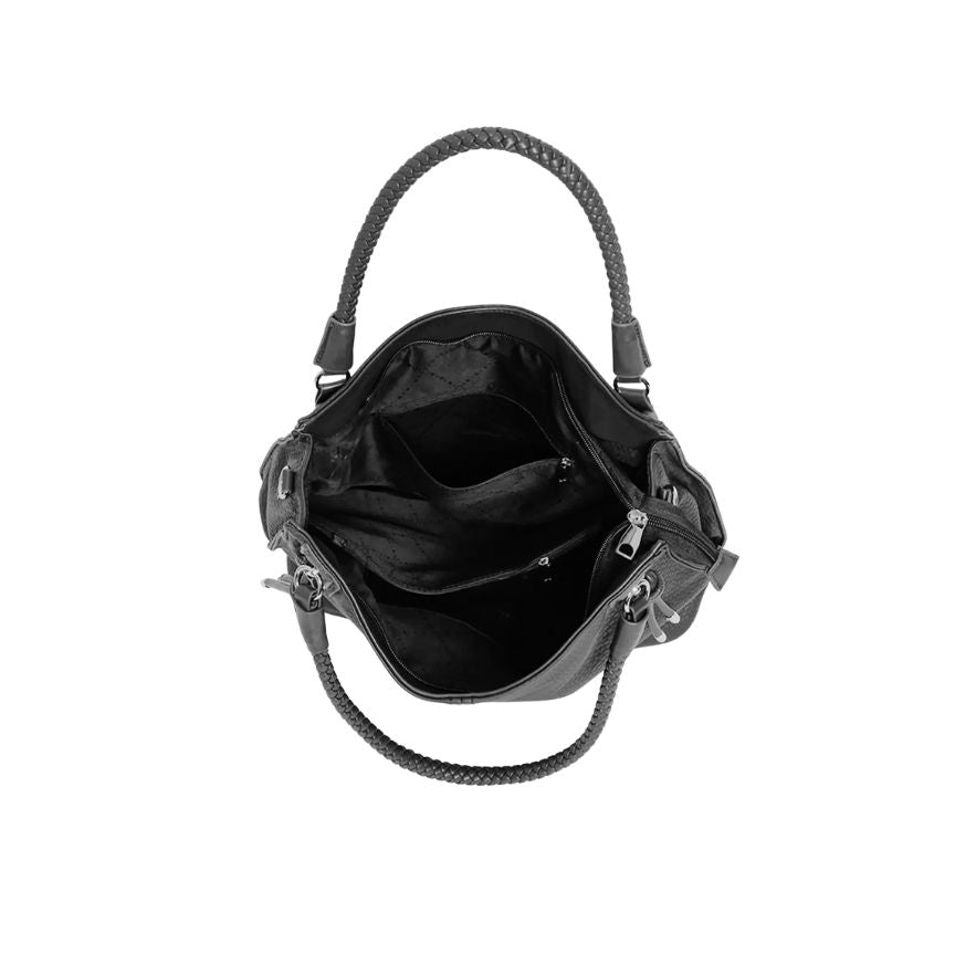 Shopper Damen Umhängetasche groß schwarz Innentaschen