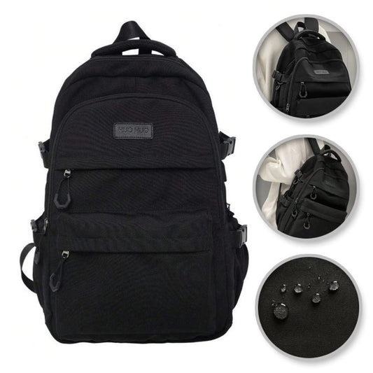 Stylischer Schwarzer Schulrucksack mit USB Anschluss
