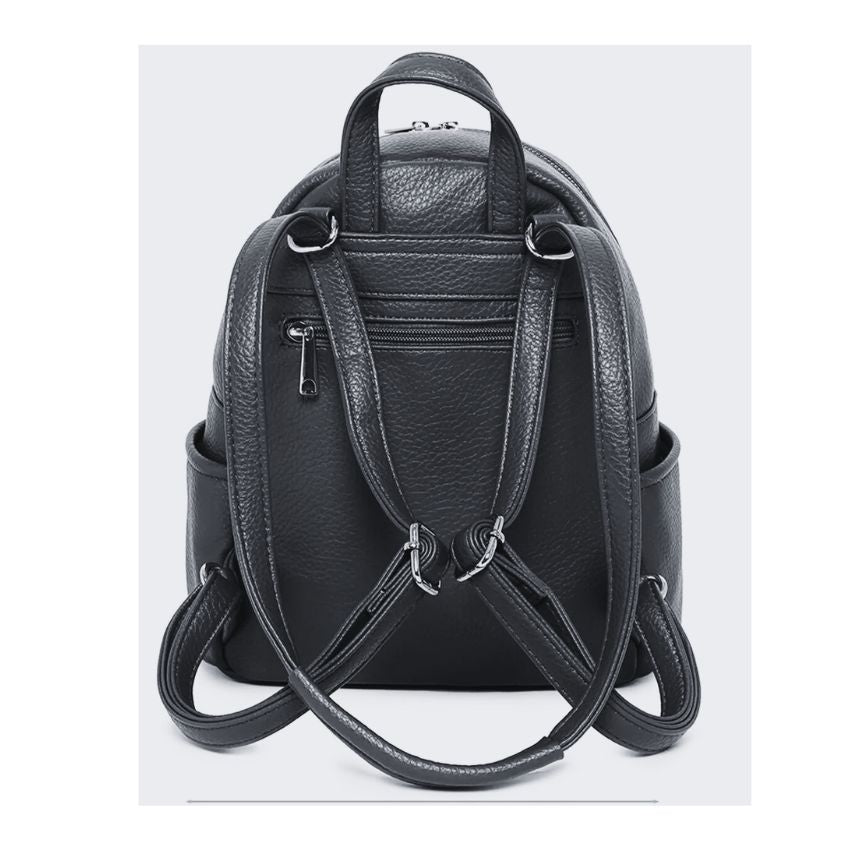 Alltagsrucksack Damen Handgepäck Rucksack schwarz Rückseite