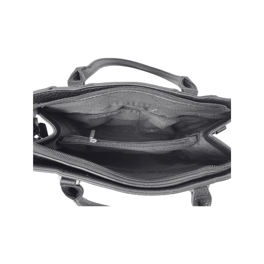 Elegante Damen Handtasche mit Griffe klein erde Inennansicht