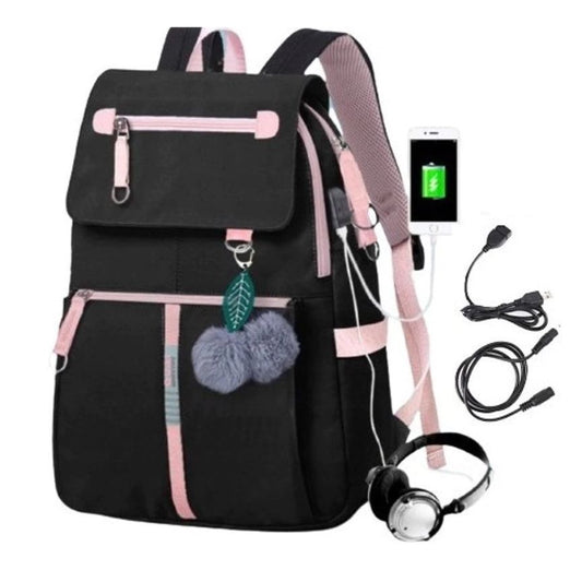 Backpack für Mädchen - schwarzer Rucksack für Schule & Reisen