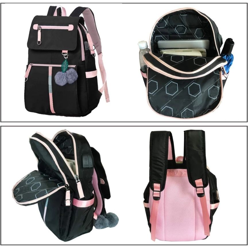 Backpack für Mädchen - schwarzer Rucksack für Schule & Reisen