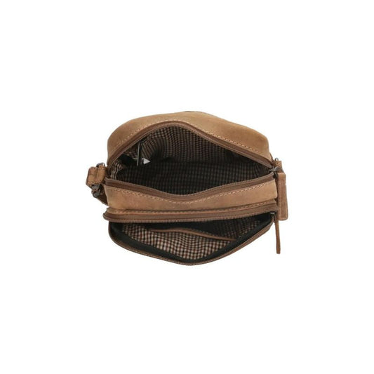 Leder Umhängetasche Herren Edle Echtledertasche braun Innenfächer mit Karodesign hochwertig verarbeitet