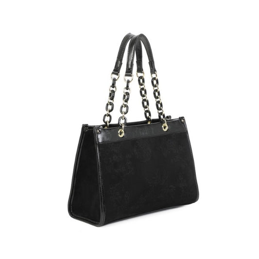 Damen Tote Büro-Umhängetasche mit Kettenhenkeln schwarz