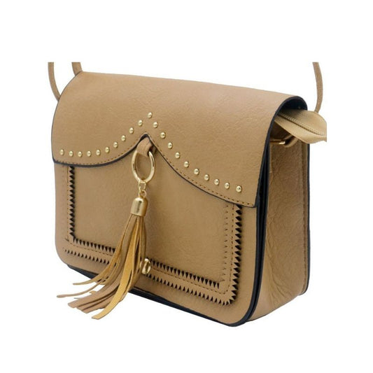 Elegante Handtasche mit Nieten - einzelfach perfekt für besondere Anlässe bronze