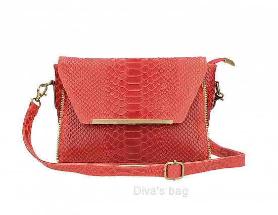 Echtleder-Handtasche in Krokodilprägung - edel, kompakt & eventtauglich