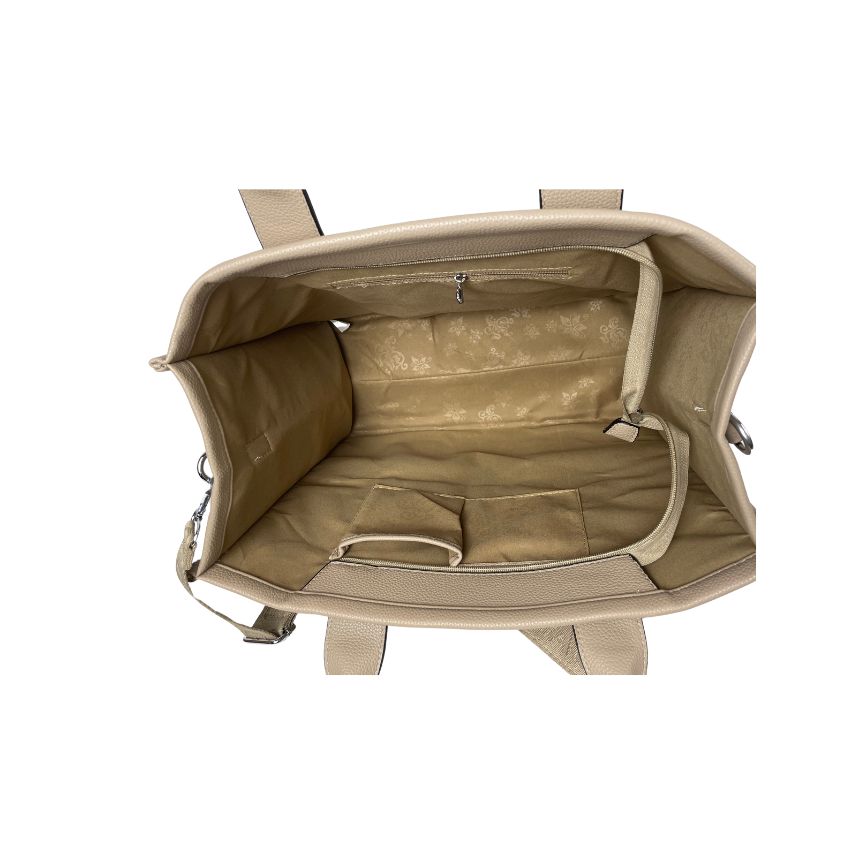 Damen Tote Bag Alltags Shoppertasche groß beige Innenfächer