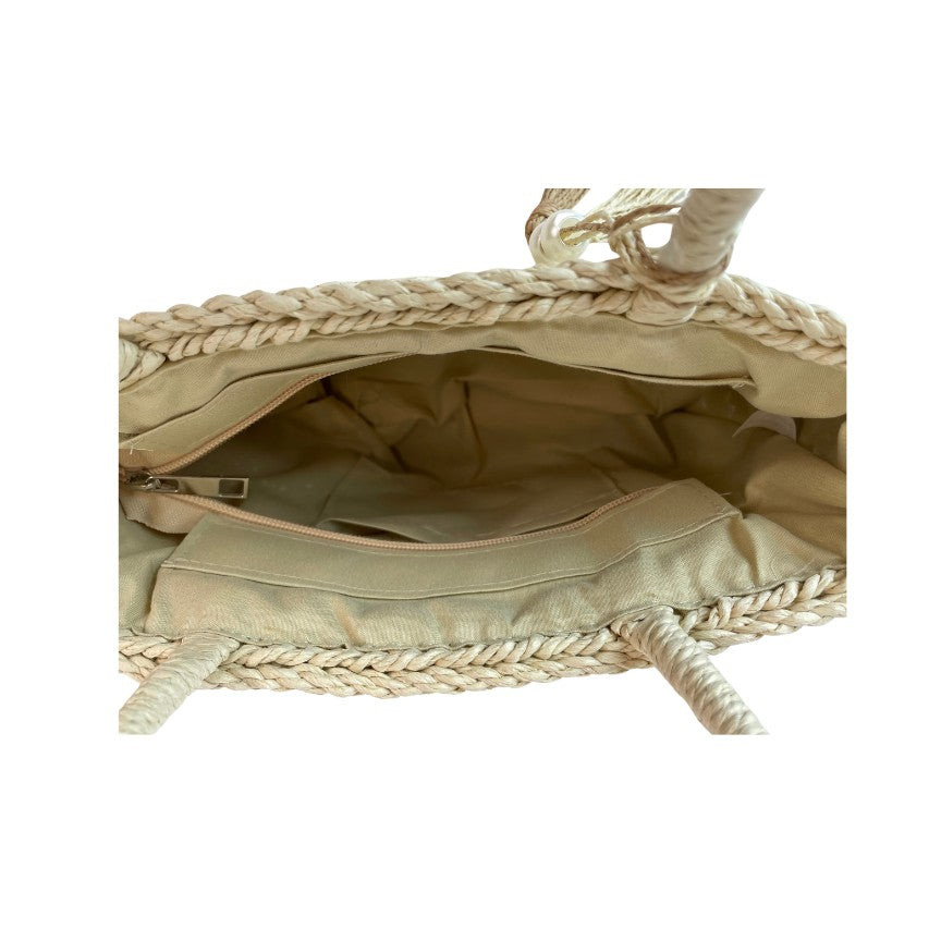 Strohtasche Damen Sommertasche beide Draufsicht Innenansicht