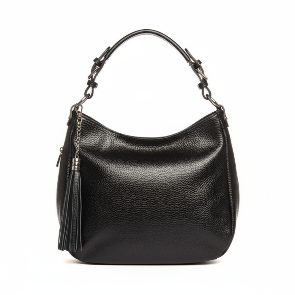Mittelgroße Leder Shopper-Tasche mit praktischen Seitentaschen für Damen