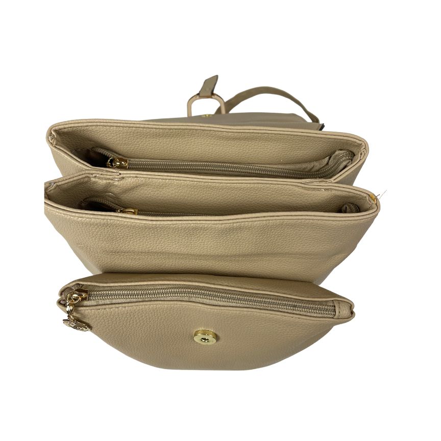 Backpacker Damen Alltagsrucksack beige Innenansicht