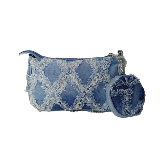 Sommerliche Denim Crossbody Bag mit Münztasche und abnehmbarem Schultergurt klein aber geräumig blau