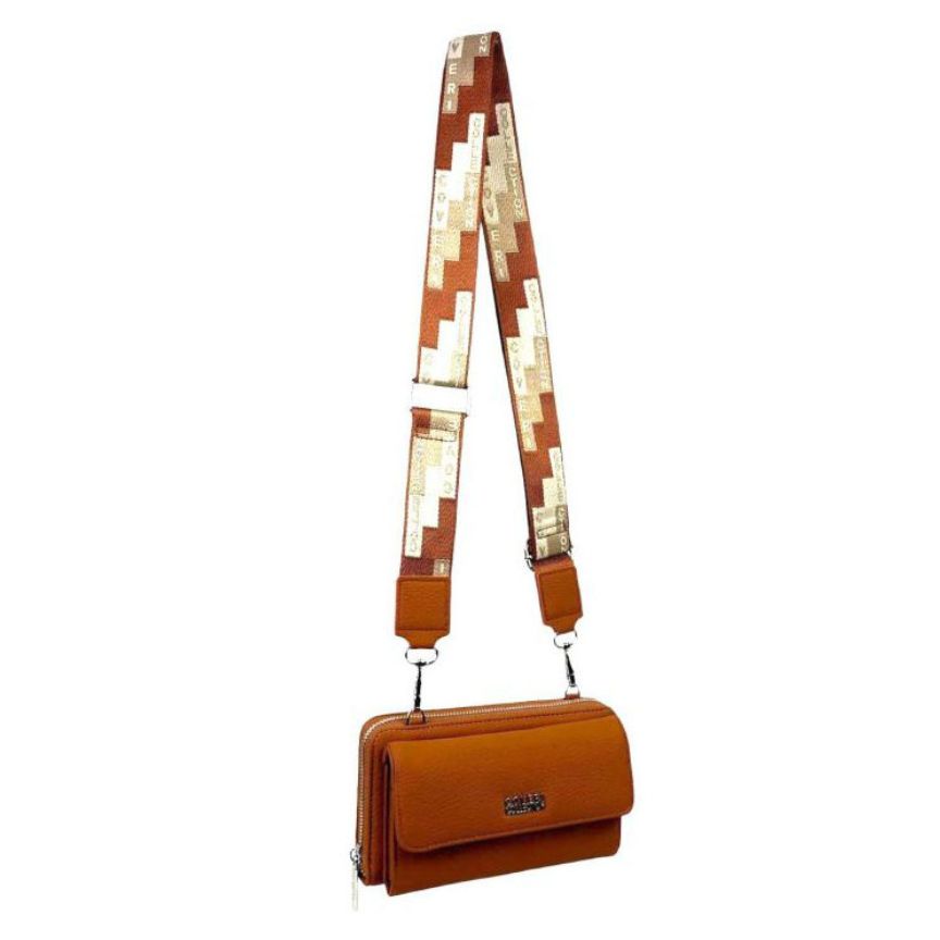 2-in-1 Smartphone-Umhängetasche mit Geldbörse - praktisch unterwegs bronze