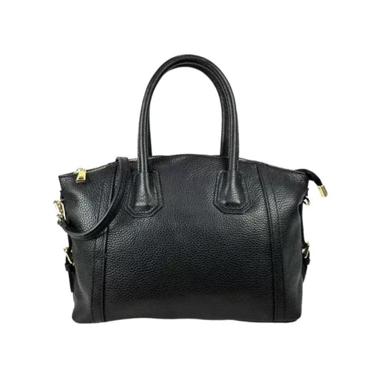 Elegante Schwarze Damen Lederhandtasche mit stabilem Tragegriffen