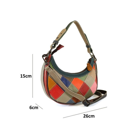 Bunte Italienische Leder Handtasche mit Blumenmuster