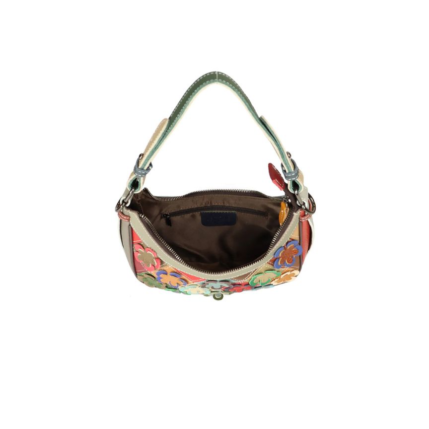Bunte Italienische Leder Handtasche mit Blumenmuster