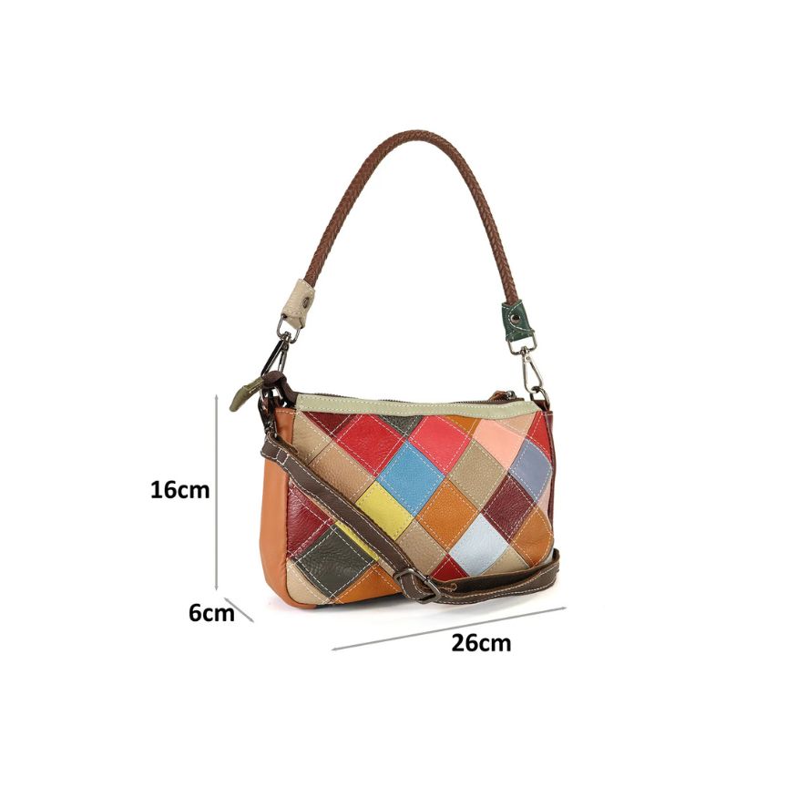 Bunte Italienische Leder Handtasche mit Blumenmuster - edle