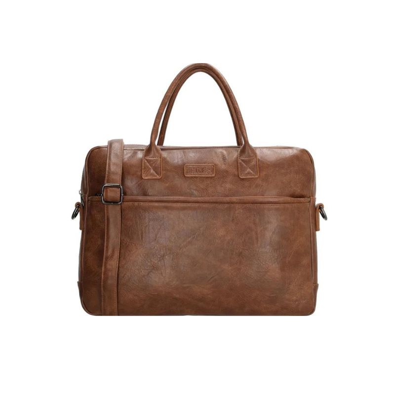 Business Laptoptasche 15 Zoll mit Fronttasche, Tragegriffen und Schultergurt Aktentasche bronze braun