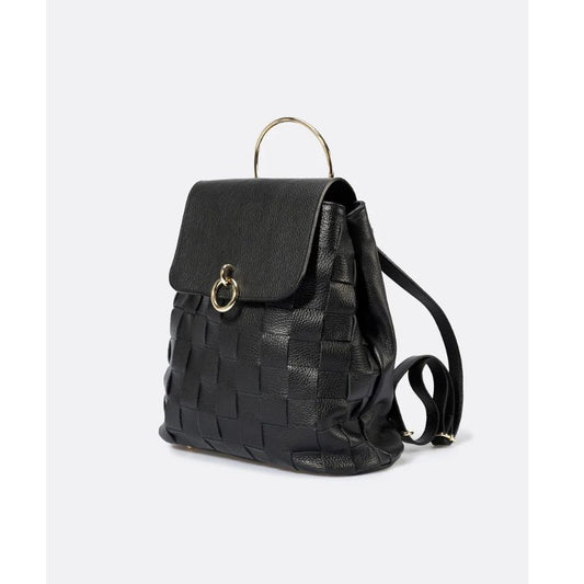 Damen Fashion Lederrucksack - Elegant mit Metall-Henkel & Goldfarbenen Details