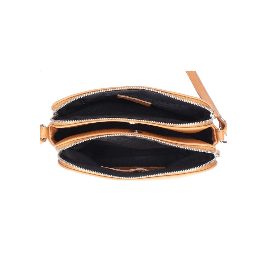 Damen Leder Crossbody-Bag - mittelgroße Schultertasche mit 3 Fächern - Praktisch & Vielseitig