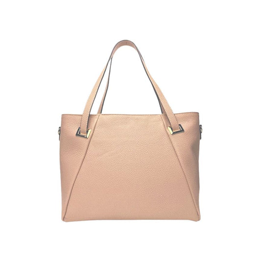 Damen Leder Henkeltasche mit goldfarbenen Details - Moderner Shopper