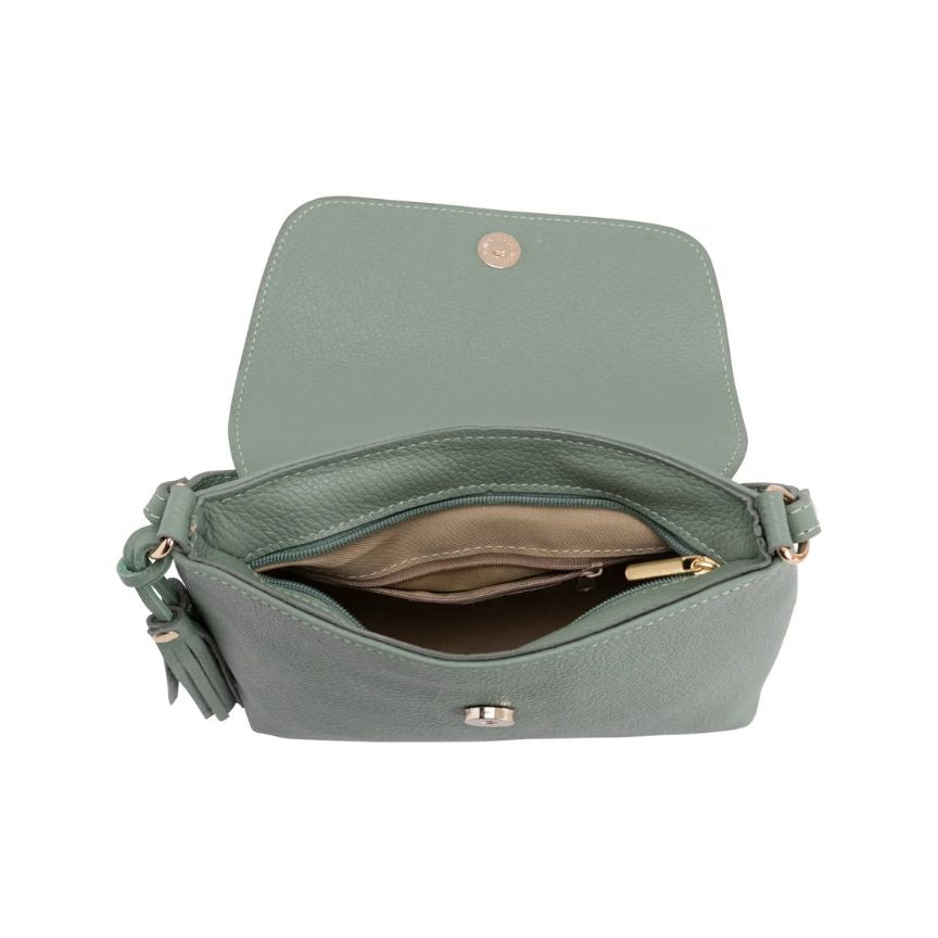 Italienische Damen Leder Crossbody Bag mit edlen Details - schlichtes Design