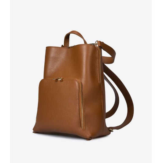 Damen Lederrucksack - Praktisch mit Fronttasche, 2 Fächern, Henkel & Schultergurt