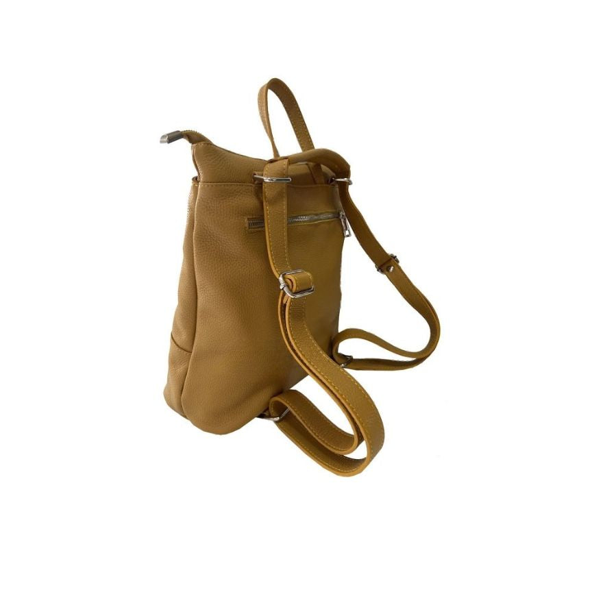 Damen Lederrucksack mit 2 Fächern & Henkel - Schlicht, Mittelgroß, Praktisch