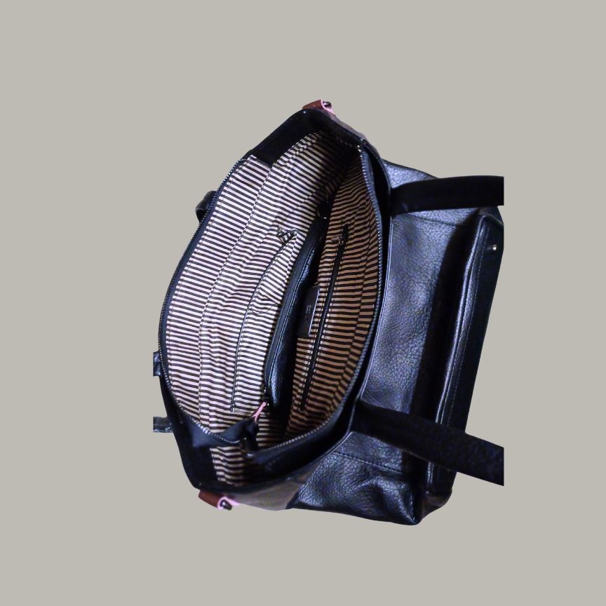 Damen Einkaufstasche - Shopper im schlichten Design - 2 Teiliges Set, schwarz
