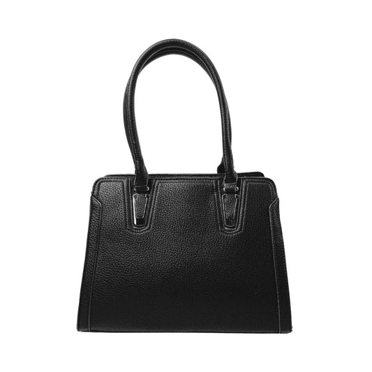 Edle Damen Handtasche für besondere Anlässe mit Griffe und Metall Details schwarz