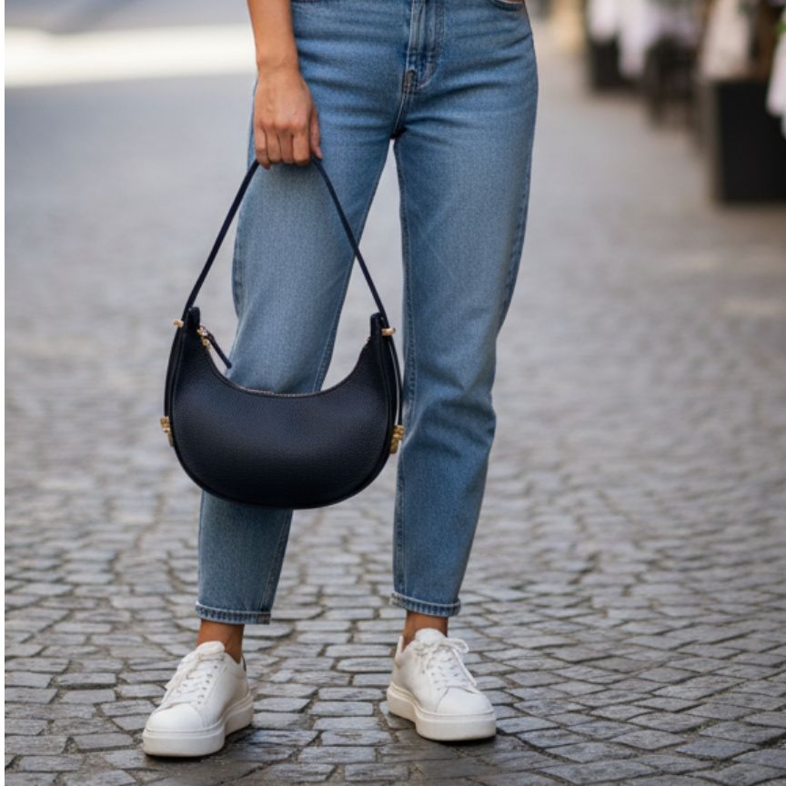 Edel Damen Halbmond-Handtasche aus Leder - stilvoll für Alltag und Freizeit