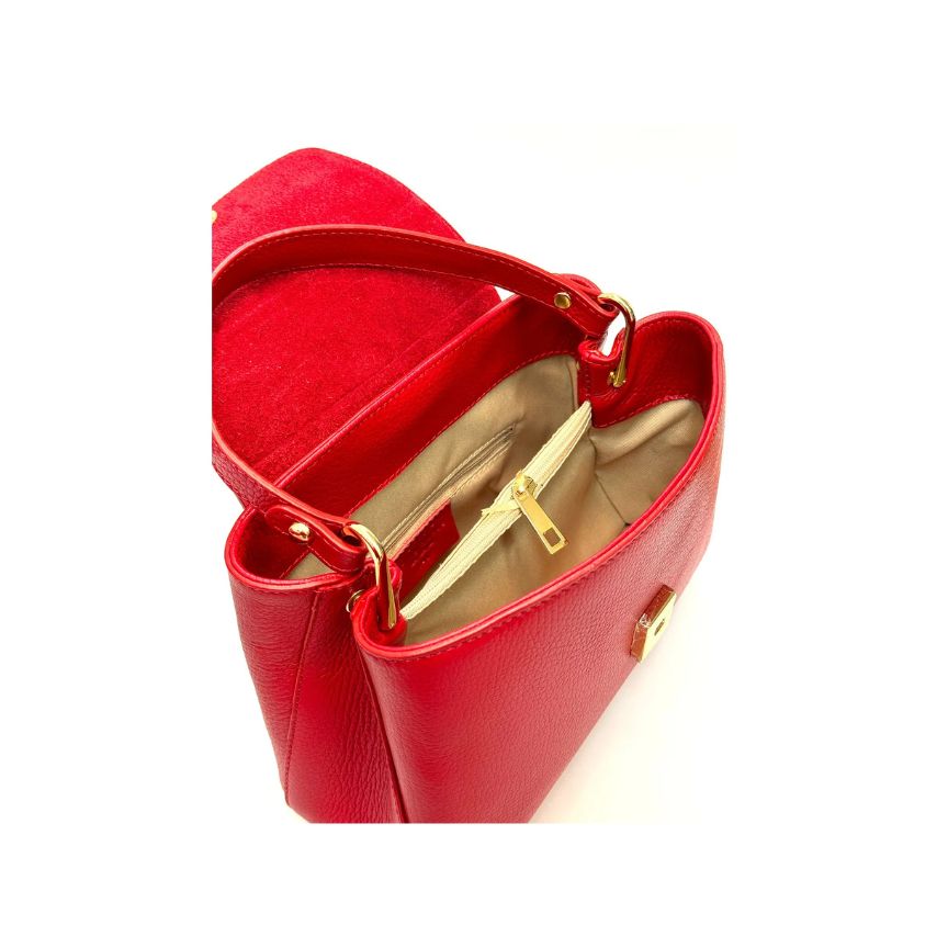 Damen Leder Clutch - Elegante Handtasche mit Henkel & 2 Fächern - Modern & Vielseitig