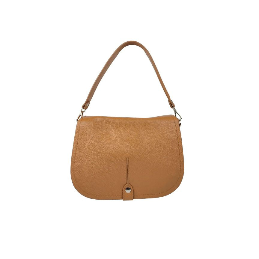 Italienische Leder Henkeltasche für den Alltag - Schultertasche mittelgroß, schlicht